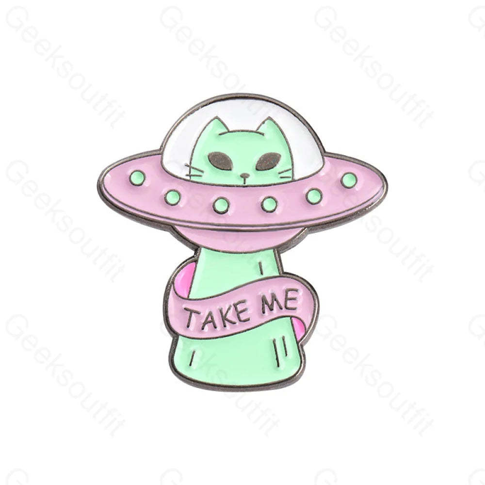 Alien Cats Enamel Pins Xz4399
