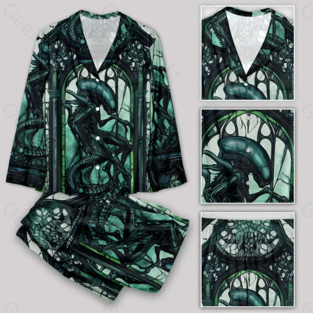 Alien Church Window Grille Style Pajamas Set S / Geekpj0154 Yc
