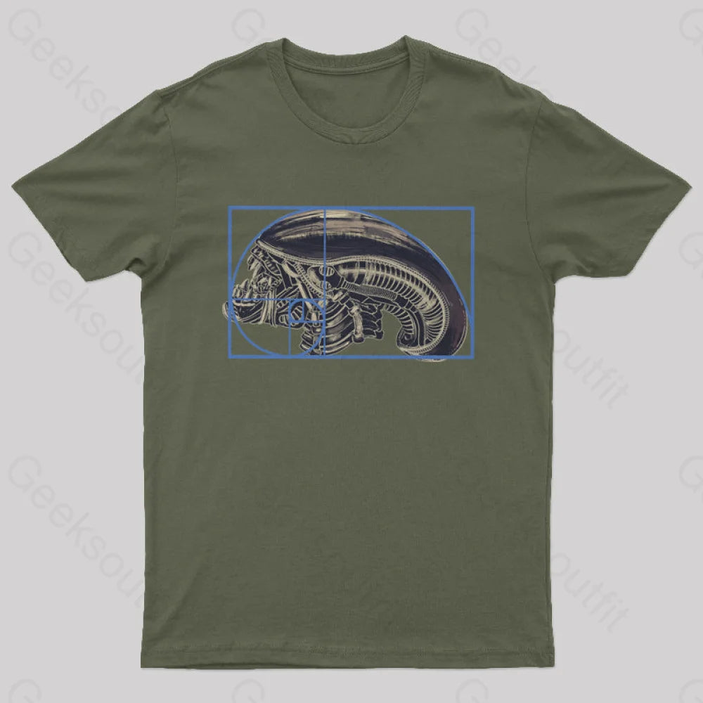 Alien Golden Ratio T-Shirt Army Green / S