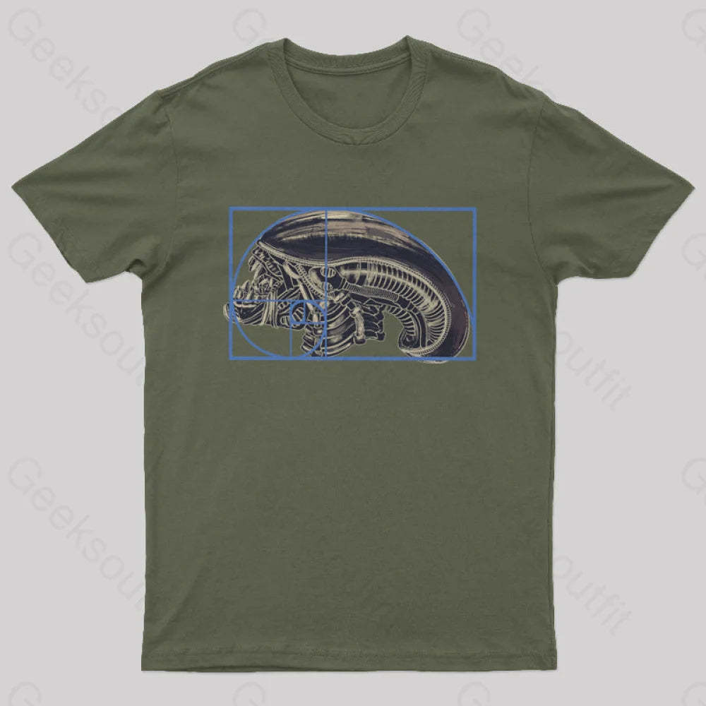 Alien Golden Ratio T-Shirt Army Green / S