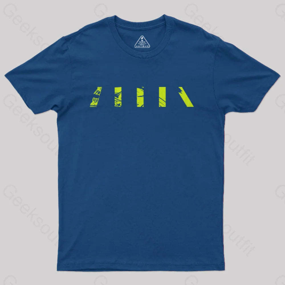 Alien Green Pattern Geek T-Shirt Navy / S Yc