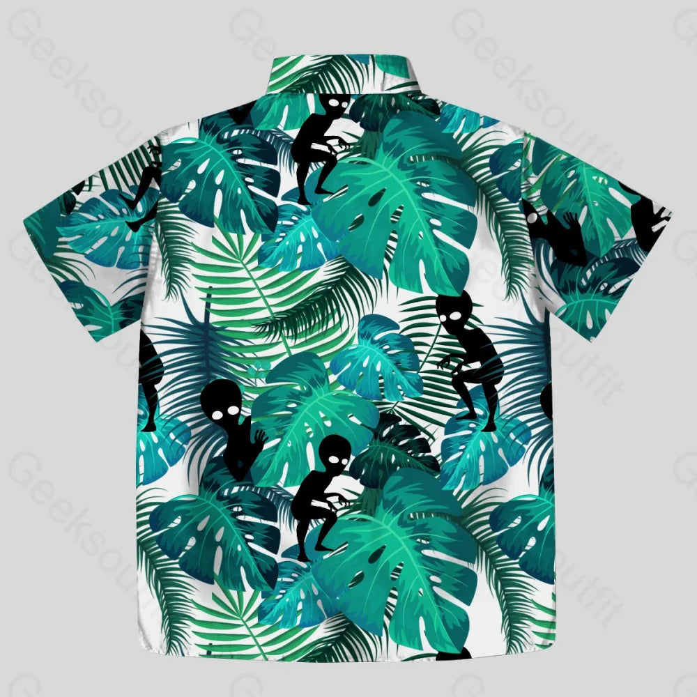 Alien Hawaiian style Button Up Pocket Shirt - Geeksoutfit