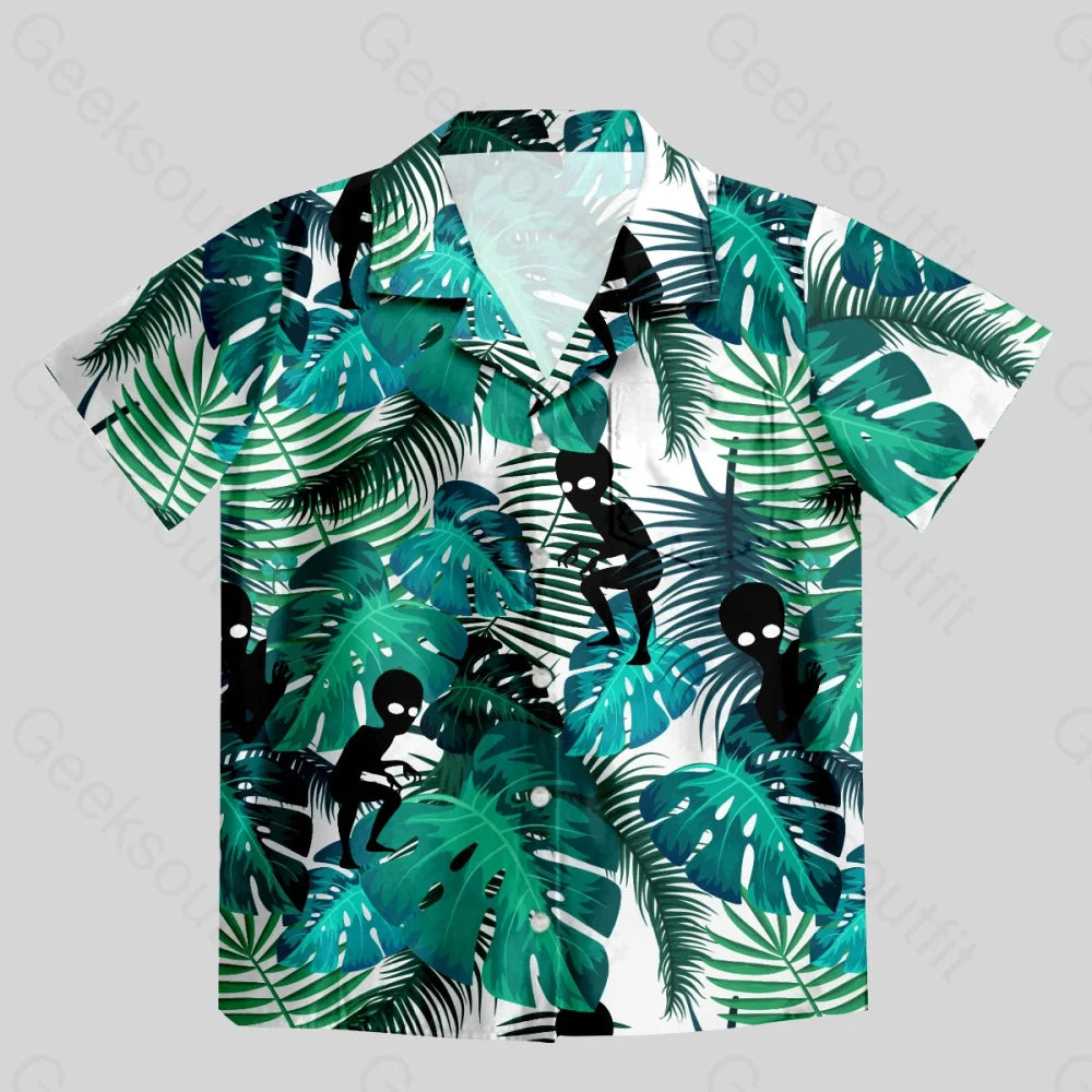 Alien Hawaiian style Button Up Pocket Shirt - Geeksoutfit