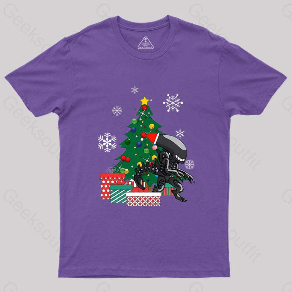 Alien Xenomorph Around The Christmas Geek T-Shirt Purple / S