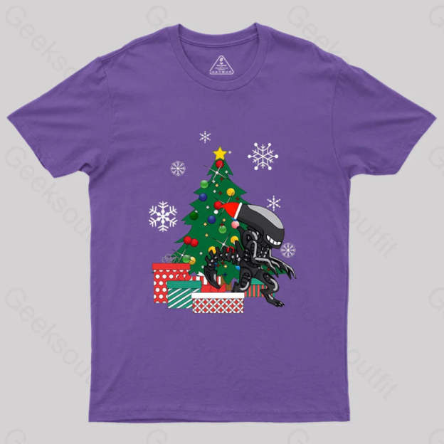 Alien Xenomorph Around The Christmas Geek T-Shirt Purple / S