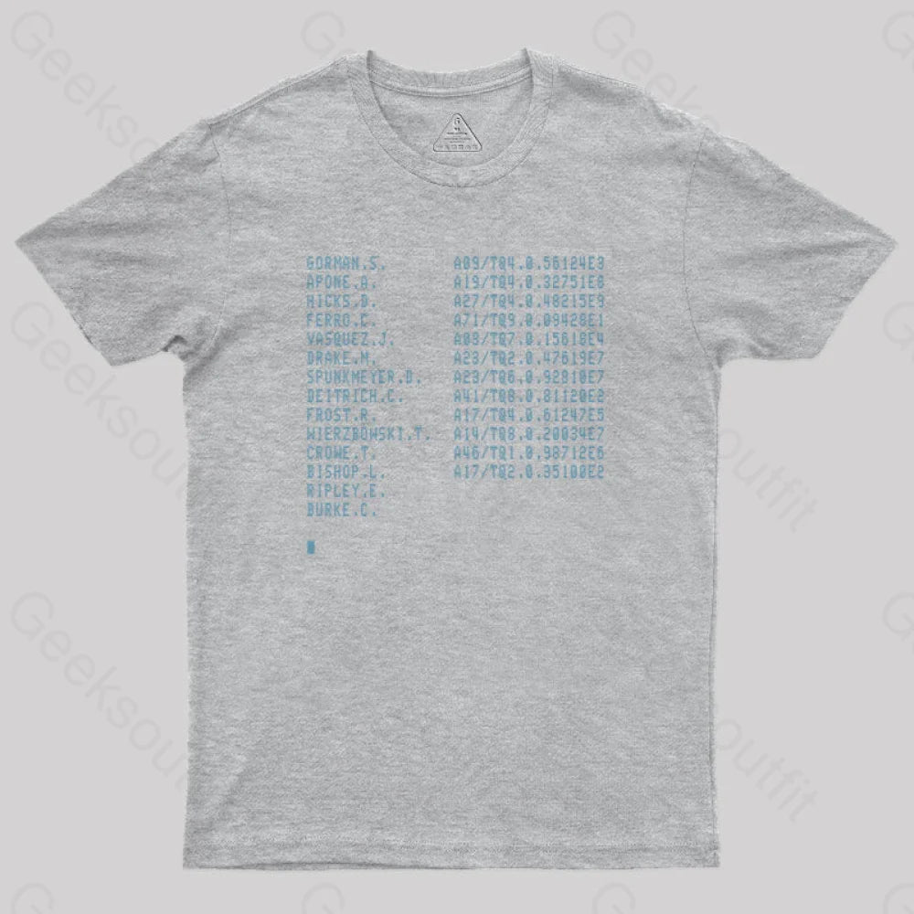 Aliens Crew Manifest Geek T-Shirt Grey / S