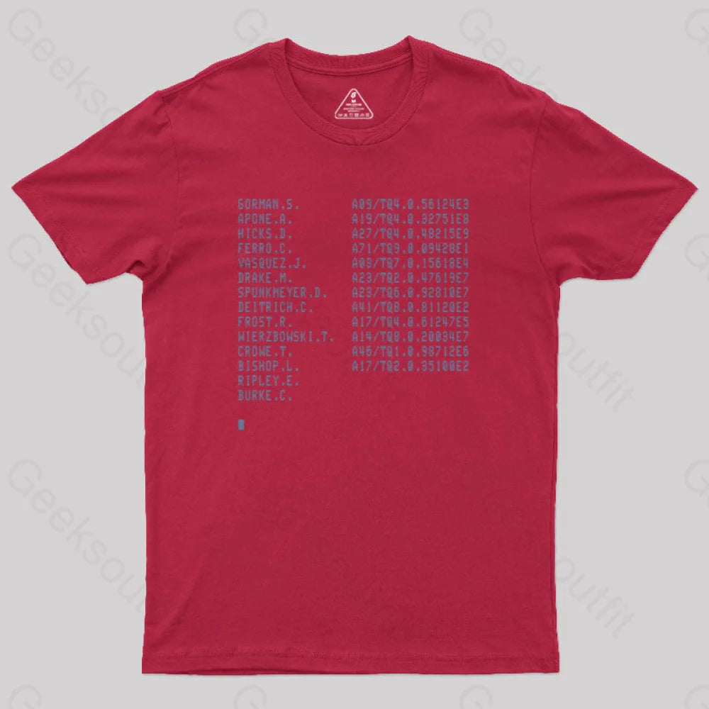 Aliens Crew Manifest Geek T-Shirt Red / S