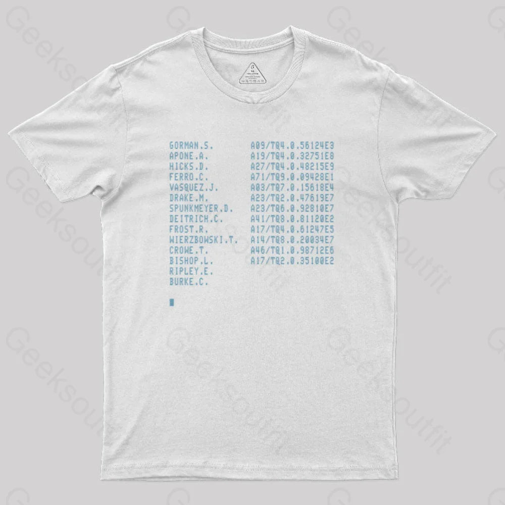 Aliens Crew Manifest Geek T-Shirt White / S