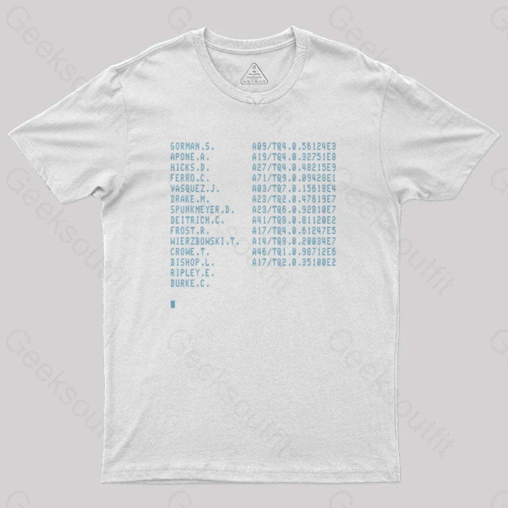 Aliens Crew Manifest Geek T-Shirt White / S