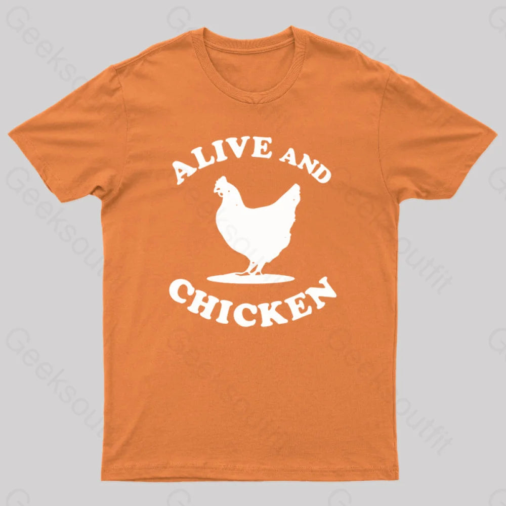 Alive And Chicken Geek T-Shirt Orange / S