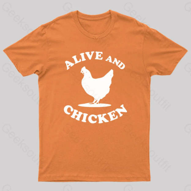 Alive And Chicken Geek T-Shirt Orange / S