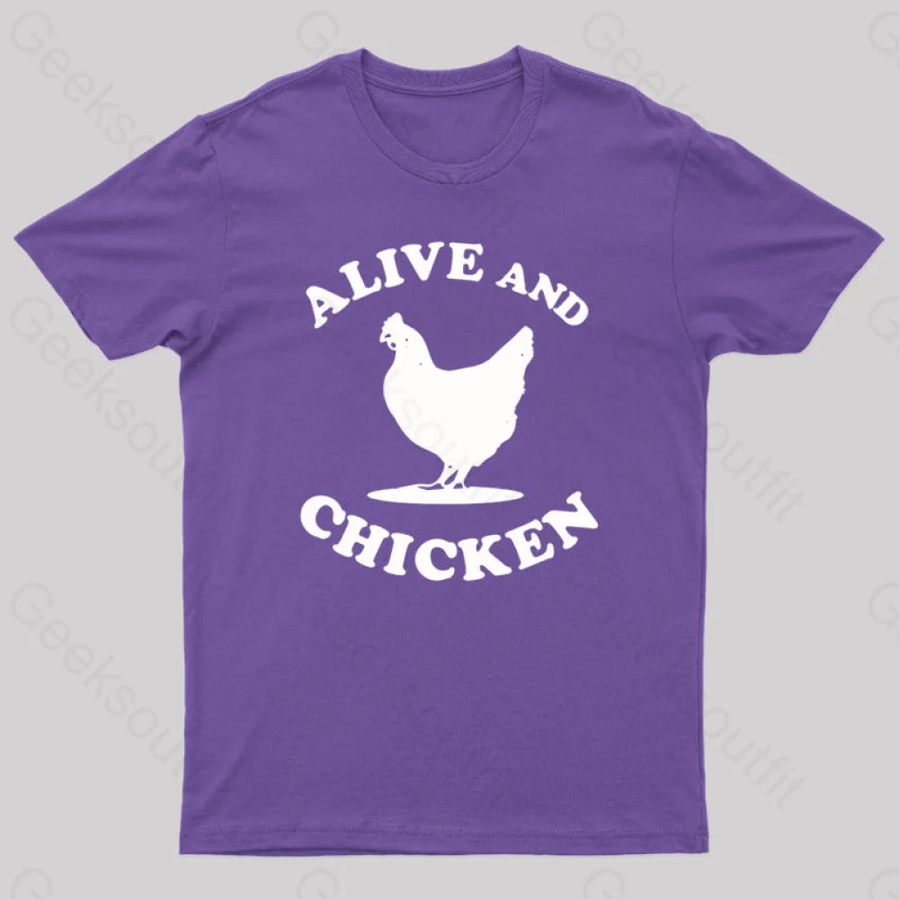 Alive And Chicken Geek T-Shirt Purple / S