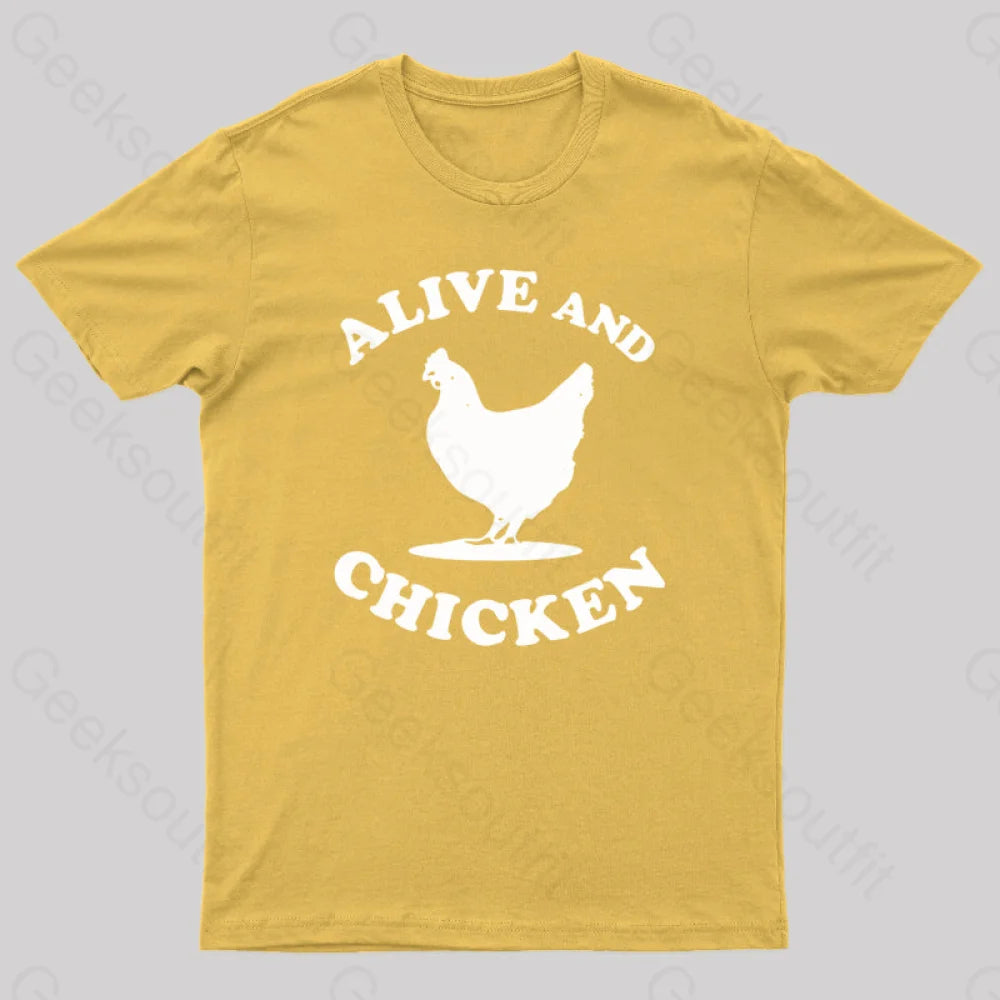 Alive And Chicken Geek T-Shirt Yellow / S
