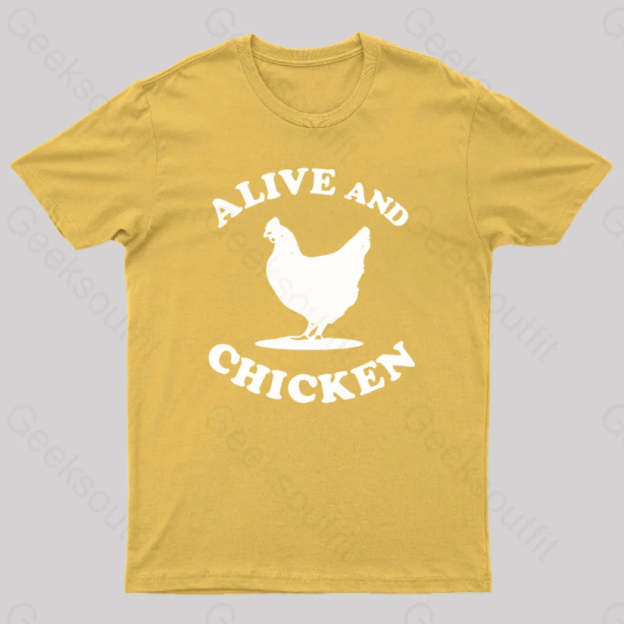Alive And Chicken Geek T-Shirt Yellow / S