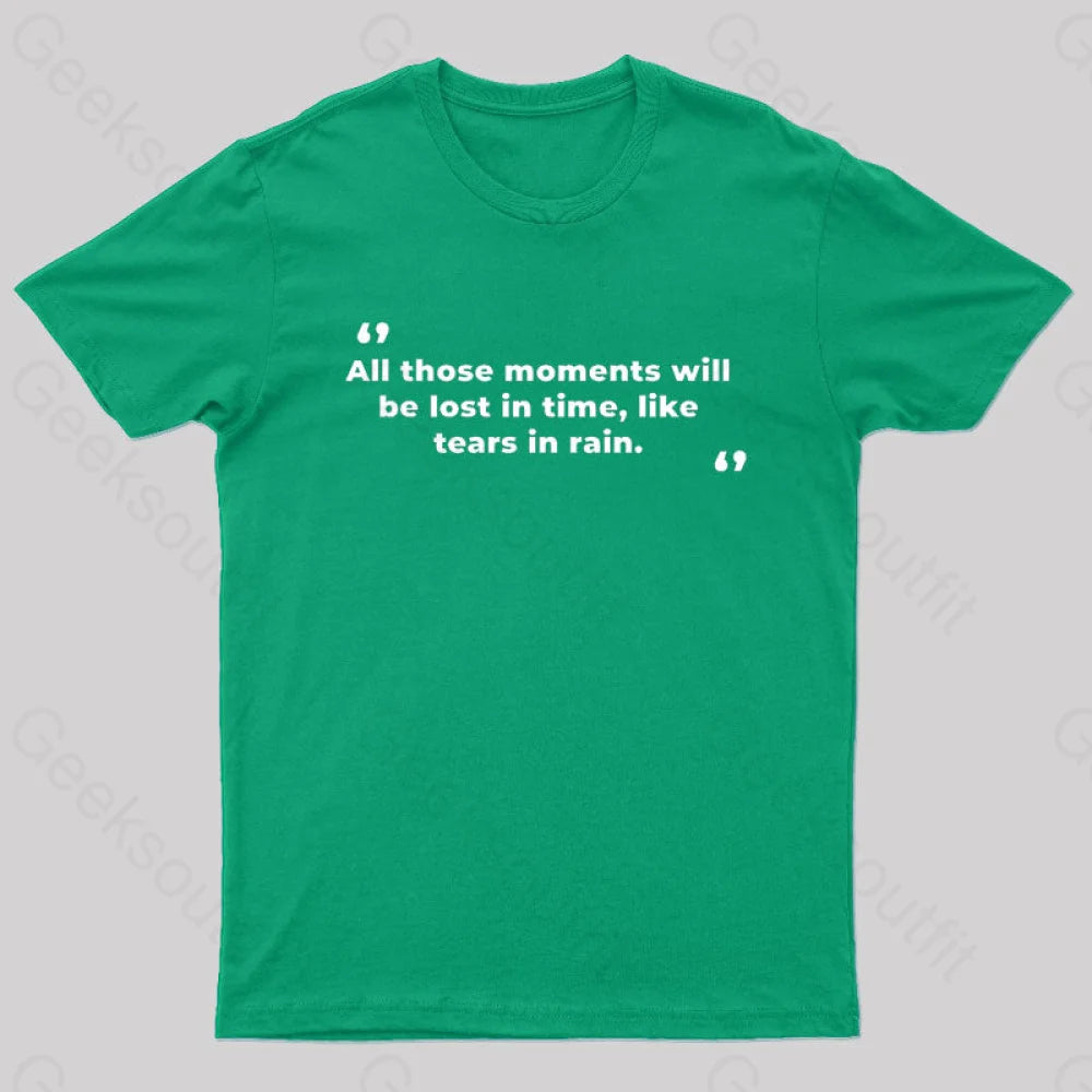 All Those Moments Will Be Lost In Time Nerd T-Shirt Green / S
