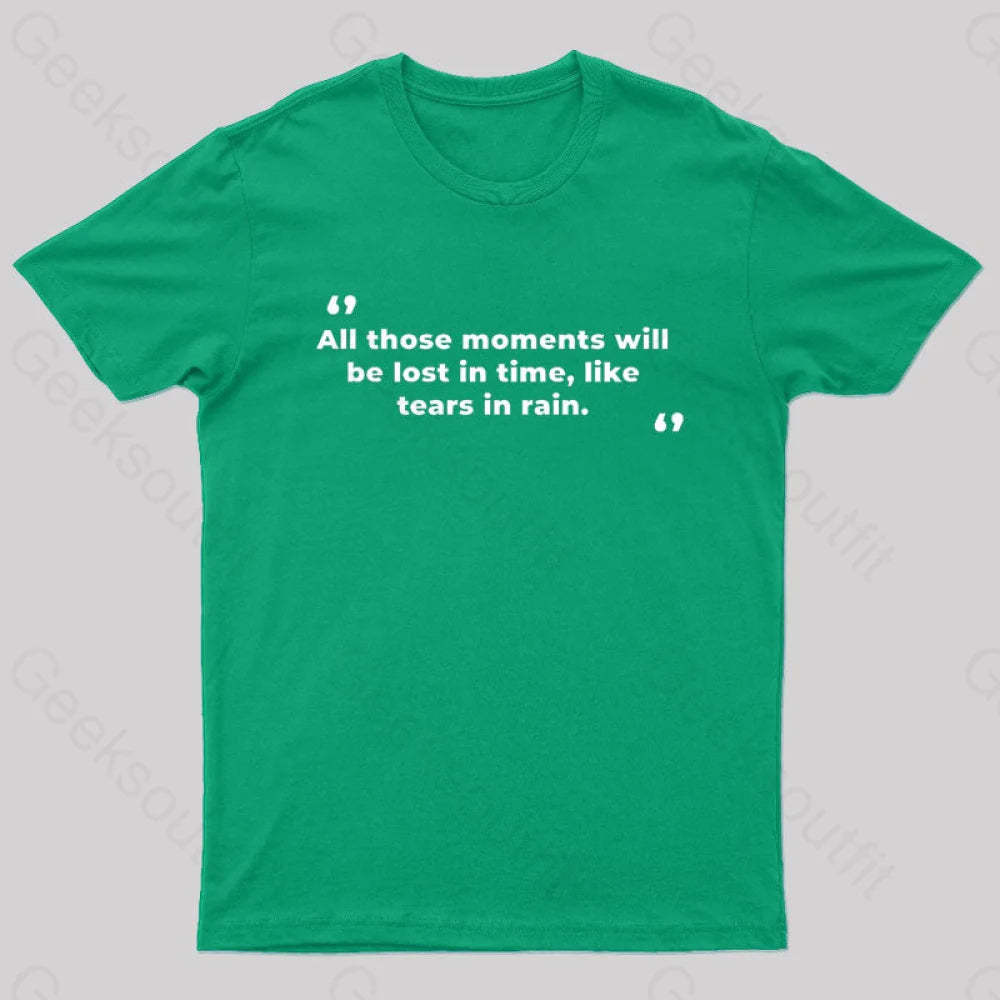 All Those Moments Will Be Lost In Time Nerd T-Shirt Green / S