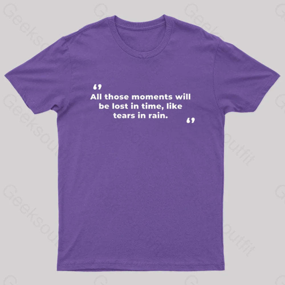 All Those Moments Will Be Lost In Time Nerd T-Shirt Purple / S