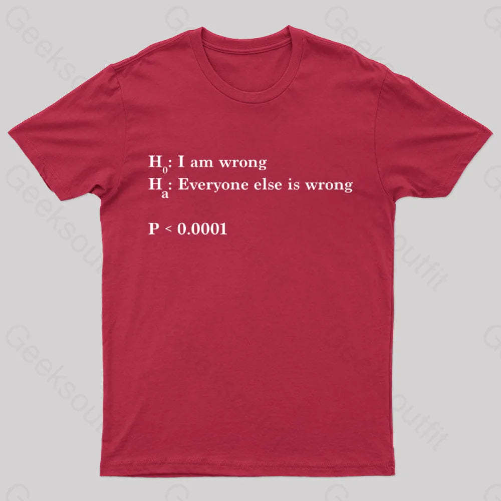 Alternative Hypothesis Is True Nerd T-Shirt Red / S