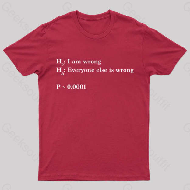 Alternative Hypothesis Is True Nerd T-Shirt Red / S