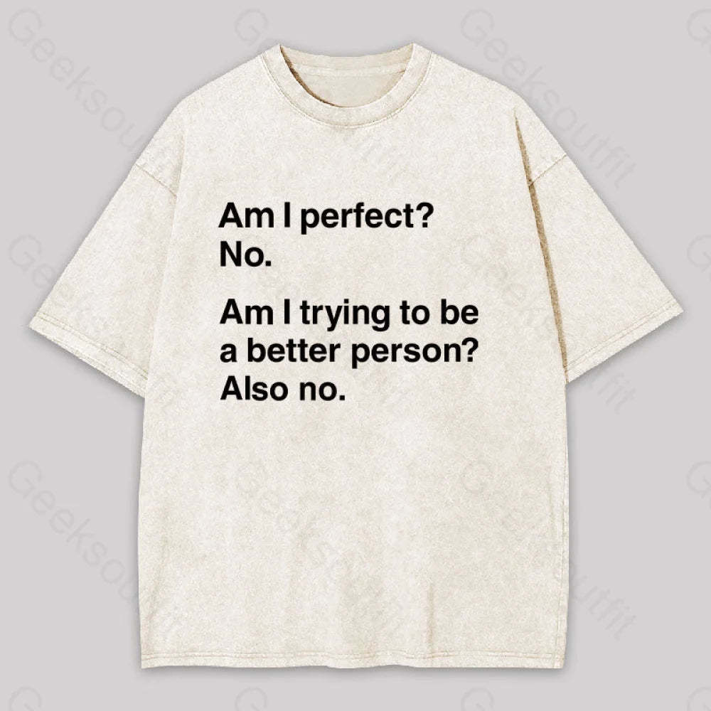 Am I Perfect No Washed T-Shirt Apricot / S