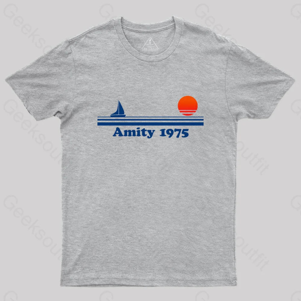 Amity 1975 Jaws Nerd T-Shirt Grey / S
