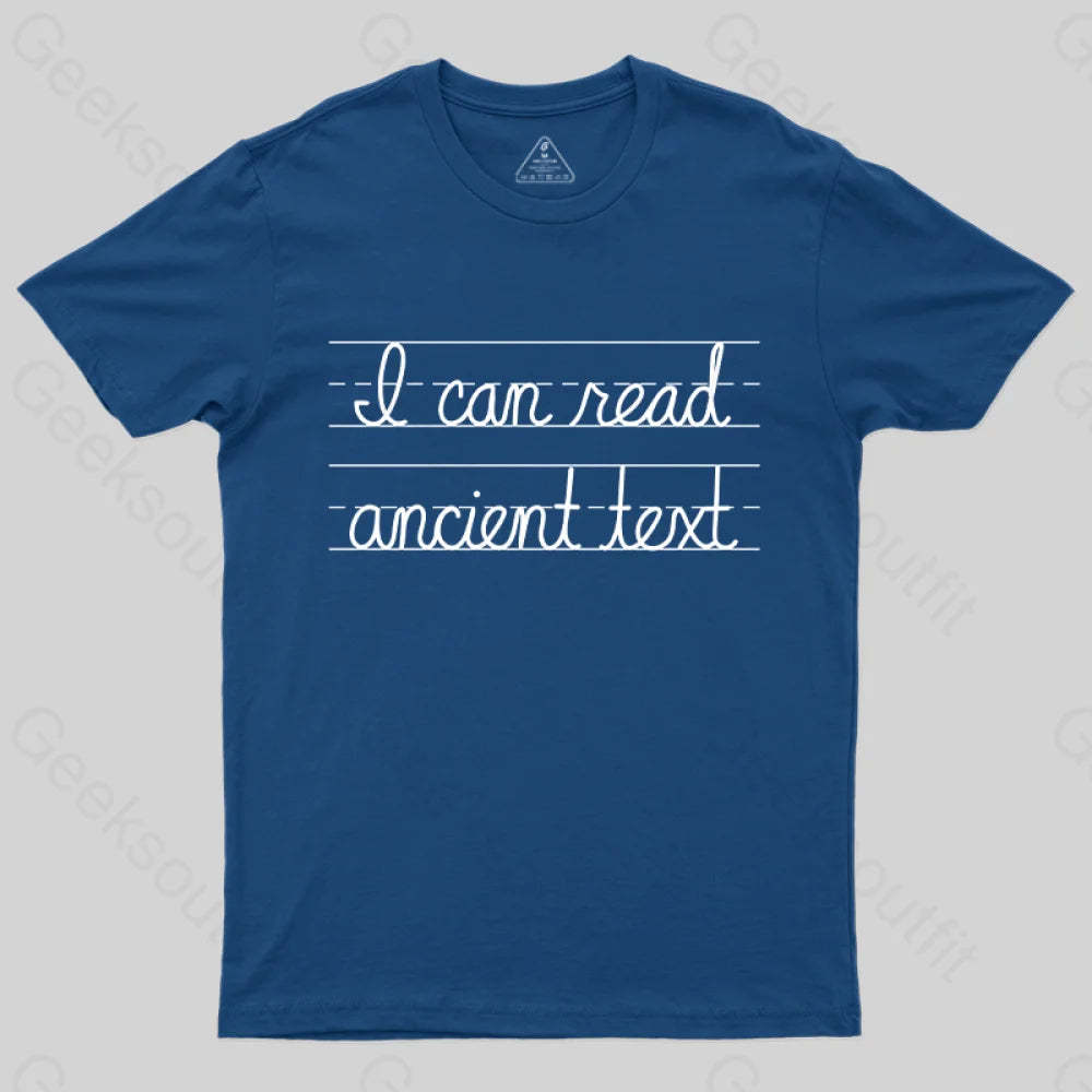 Ancient Text T-Shirt Navy / S