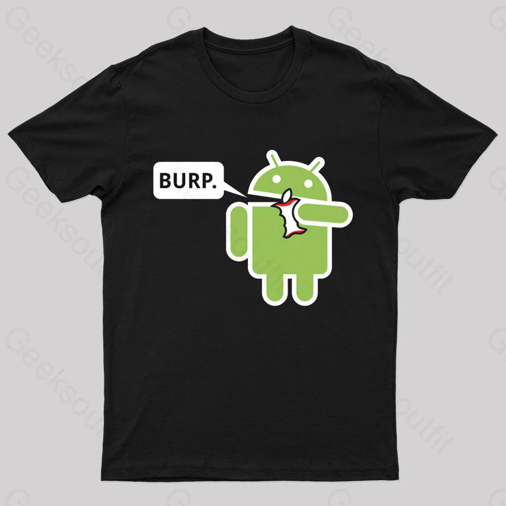Geeksoutfit Android Eating Apple Nerd T-Shirt for Sale, image size:1000x1000
