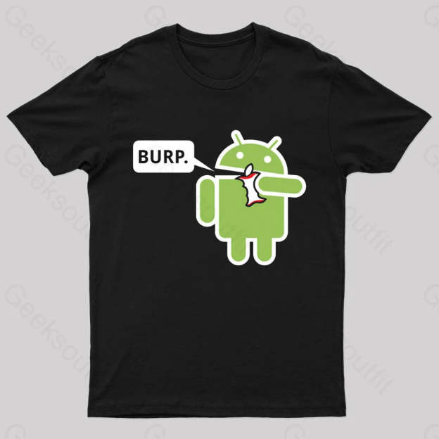 Android Eating Apple Nerd T-Shirt Black / S