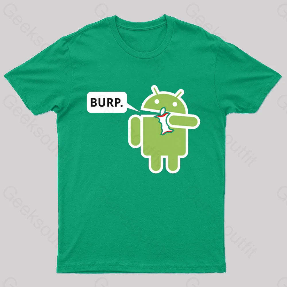 Android Eating Apple Nerd T-Shirt Green / S