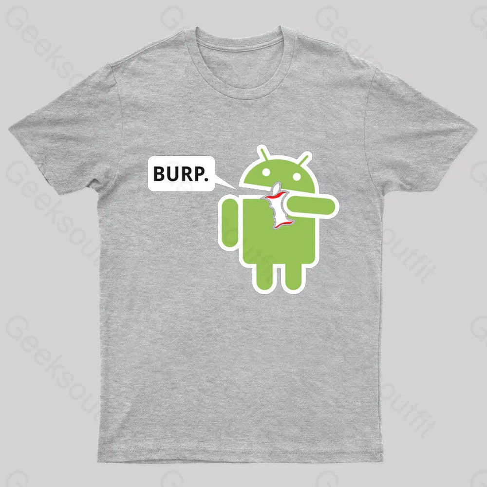 Android Eating Apple Nerd T-Shirt Grey / S