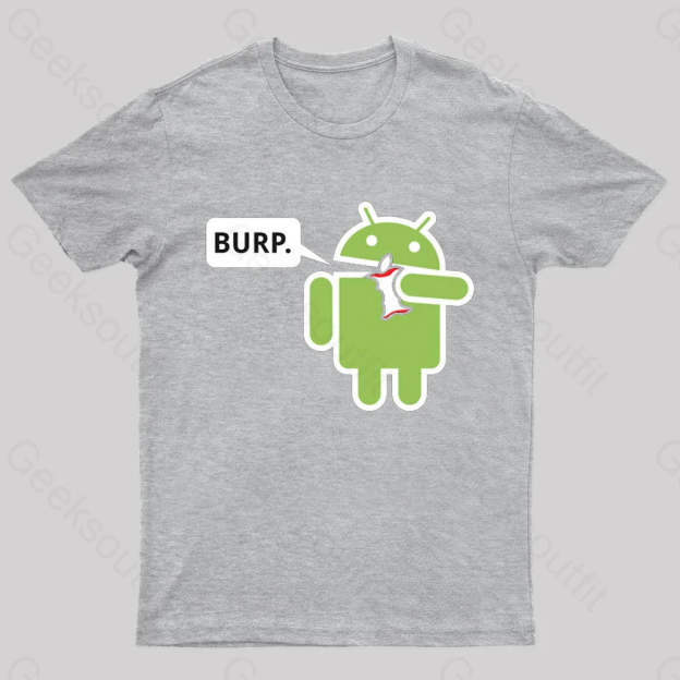 Android Eating Apple Nerd T-Shirt Grey / S