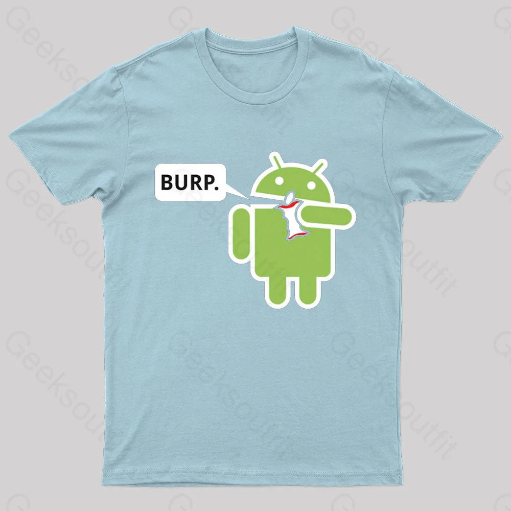 Android Eating Apple Nerd T-Shirt Light Blue / S