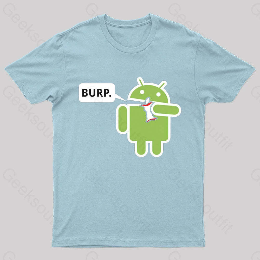 Android Eating Apple Nerd T-Shirt Light Blue / S