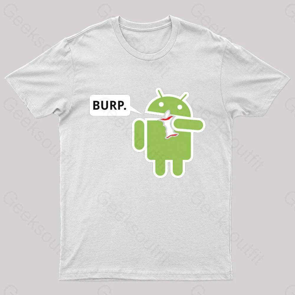 Android Eating Apple Nerd T-Shirt White / S