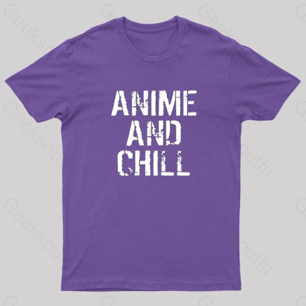 Anime And Chill Humorous Fun T-Shirt Purple / S