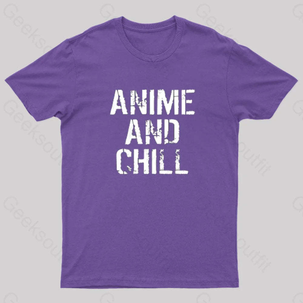 Anime And Chill Humorous Fun T-Shirt Purple / S