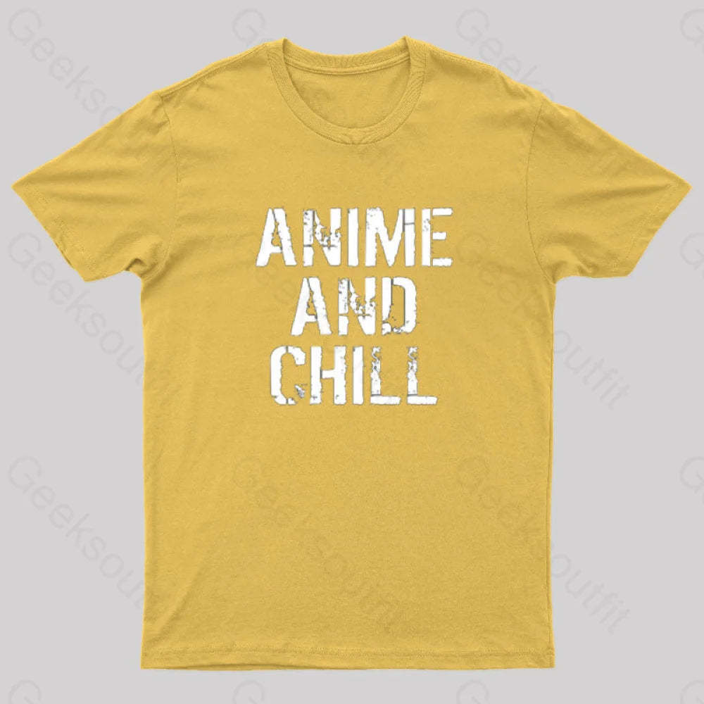 Anime And Chill Humorous Fun T-Shirt Yellow / S