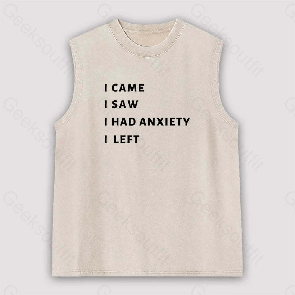 Anxiety Unisex Washed Tank Apricot / S