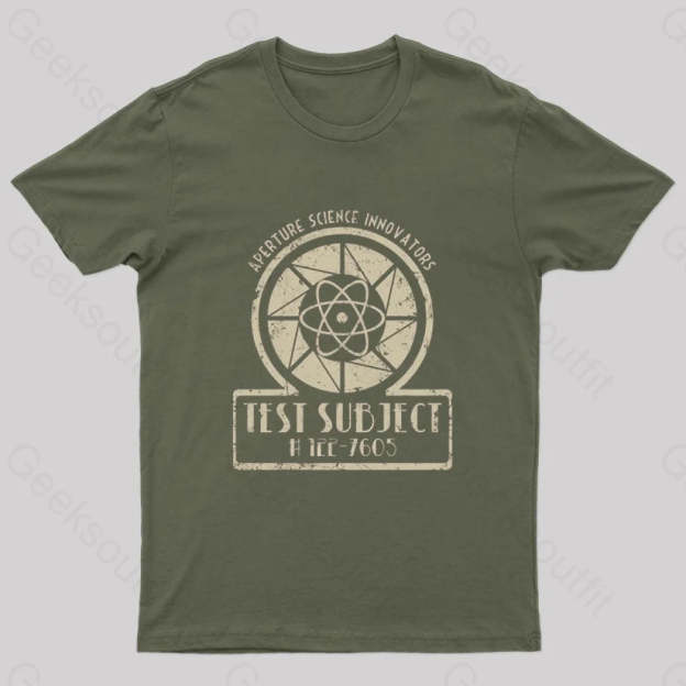 Aperture Test Subject 1950S Geek T-Shirt Army Green / S