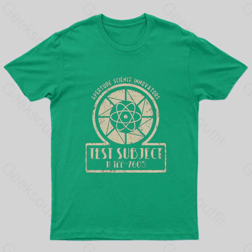 Aperture Test Subject 1950S Geek T-Shirt Green / S