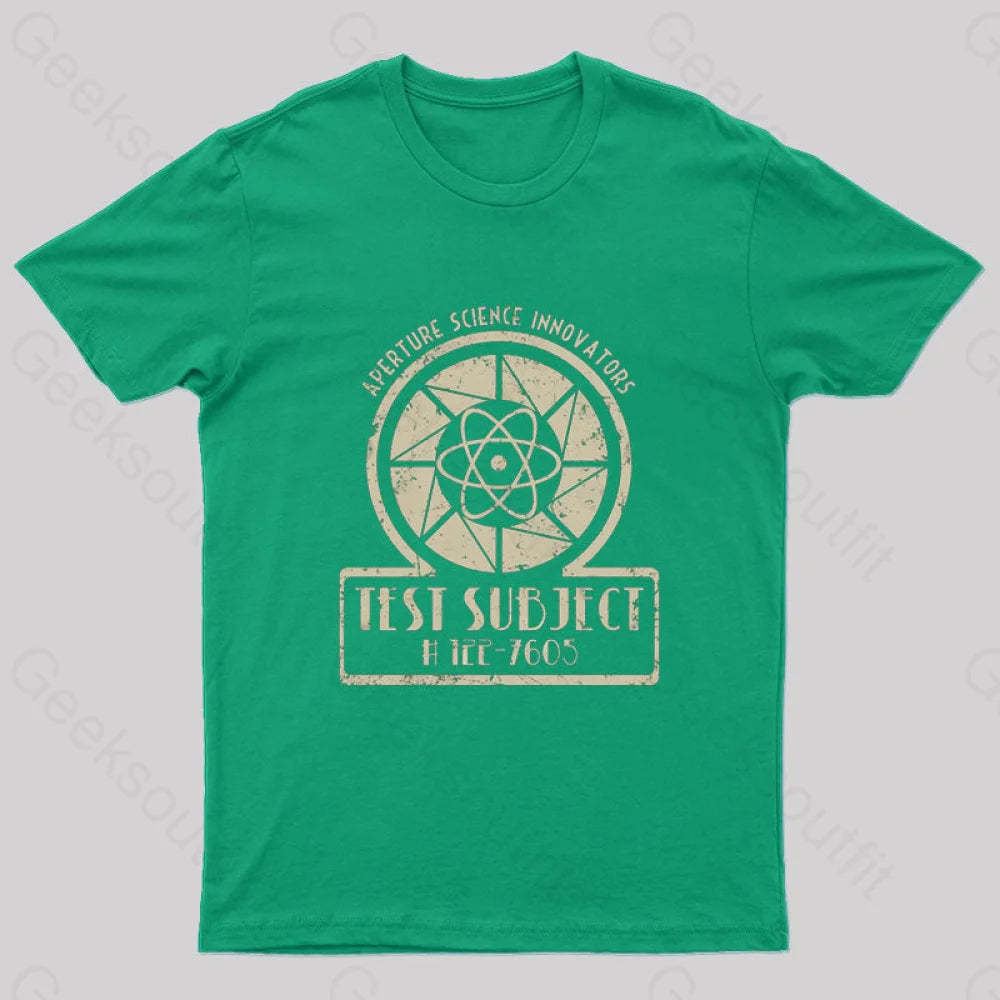 Aperture Test Subject 1950S Geek T-Shirt Green / S