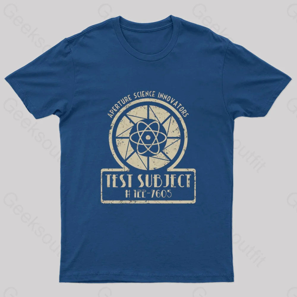 Aperture Test Subject 1950S Geek T-Shirt Navy / S