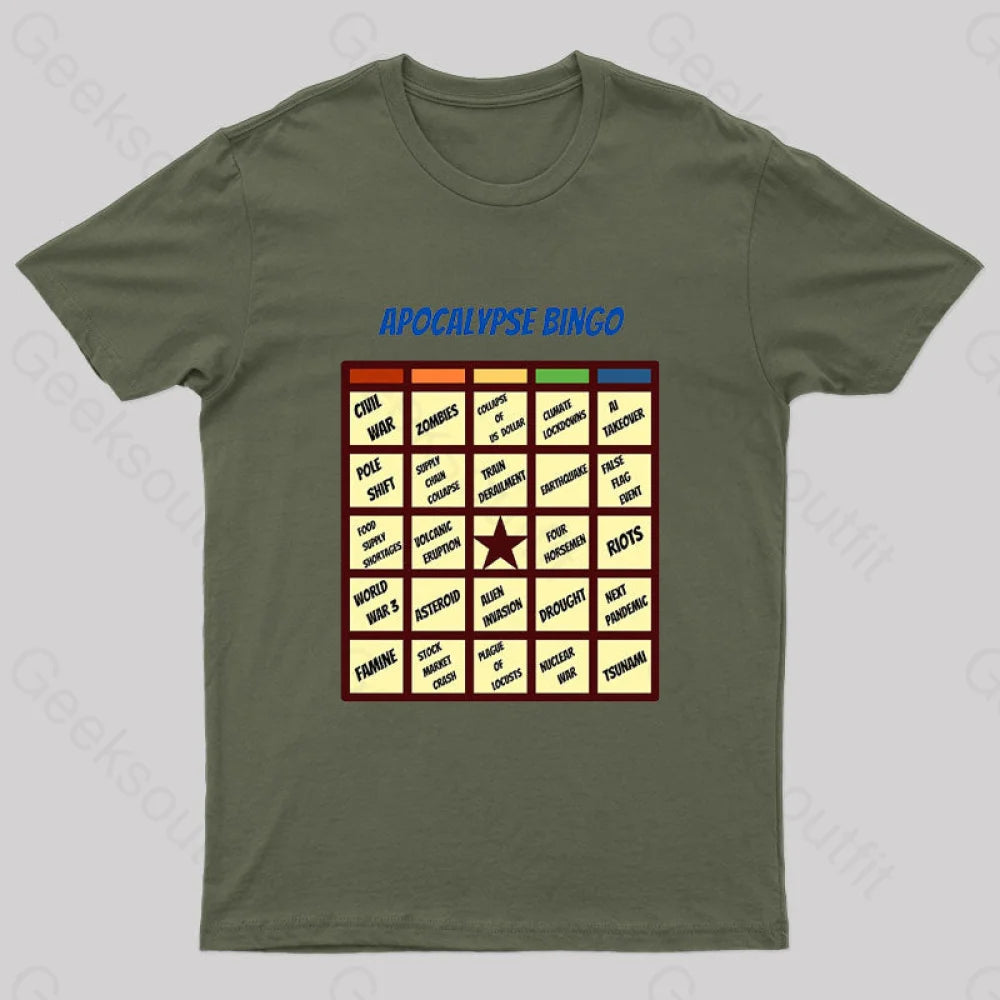 Apocalypse Bingo Geek T-Shirt Army Green / S