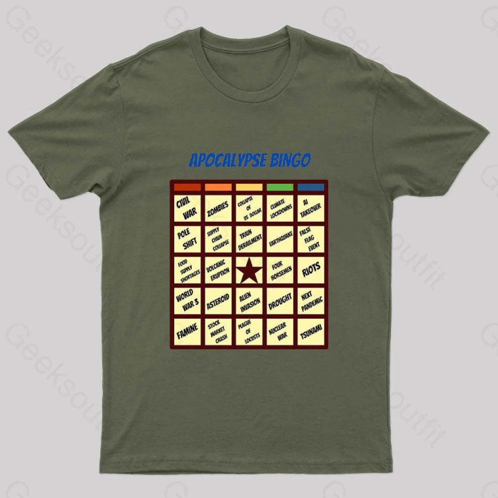 Apocalypse Bingo Geek T-Shirt Army Green / S