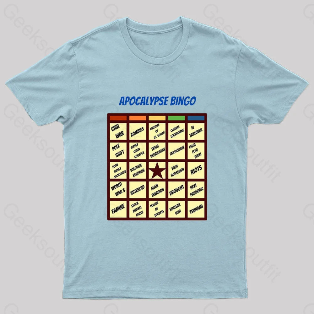 Apocalypse Bingo Geek T-Shirt Light Blue / S