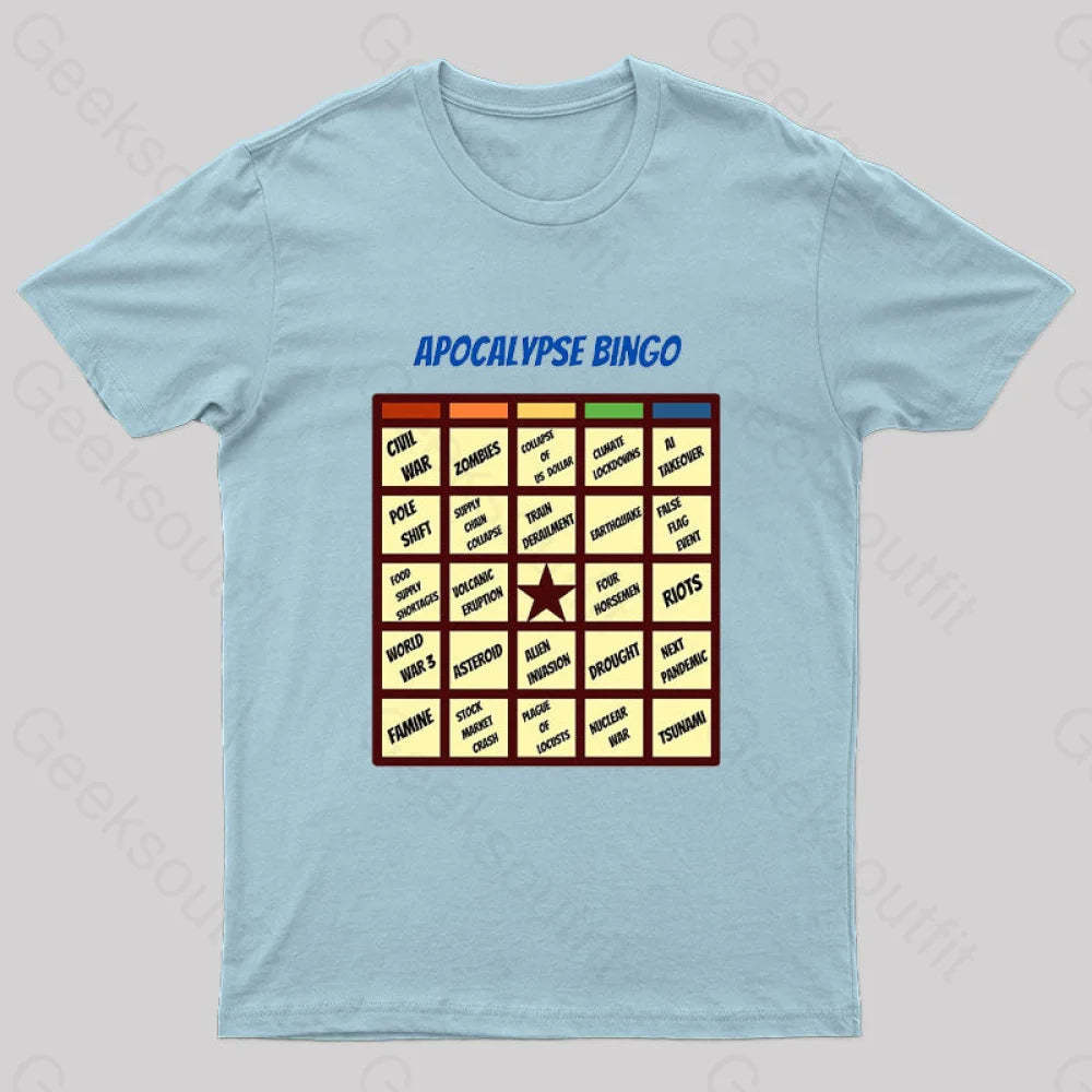 Apocalypse Bingo Geek T-Shirt Light Blue / S