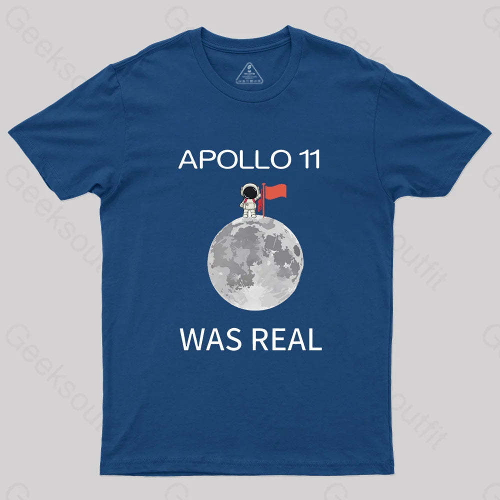 Apollo 11 Was Real Nerd T-Shirt Navy / S