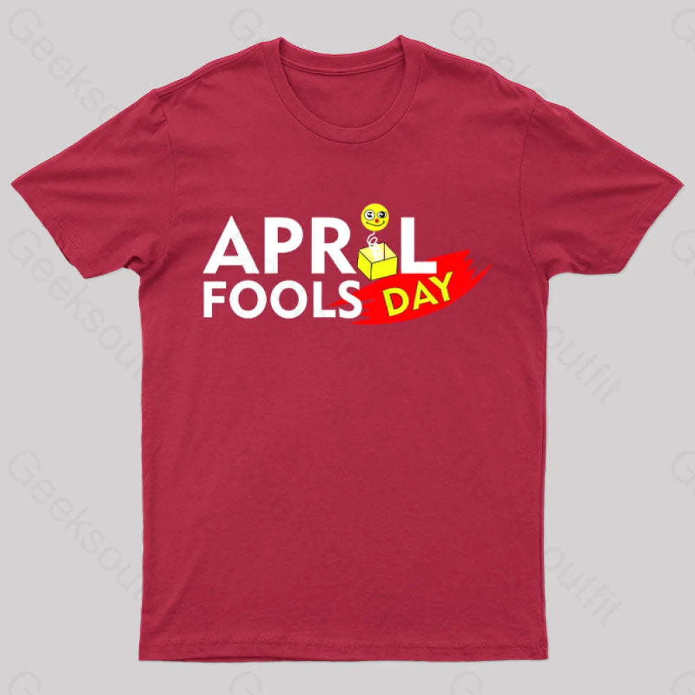 April Fools Day Geek T-Shirt Red / S