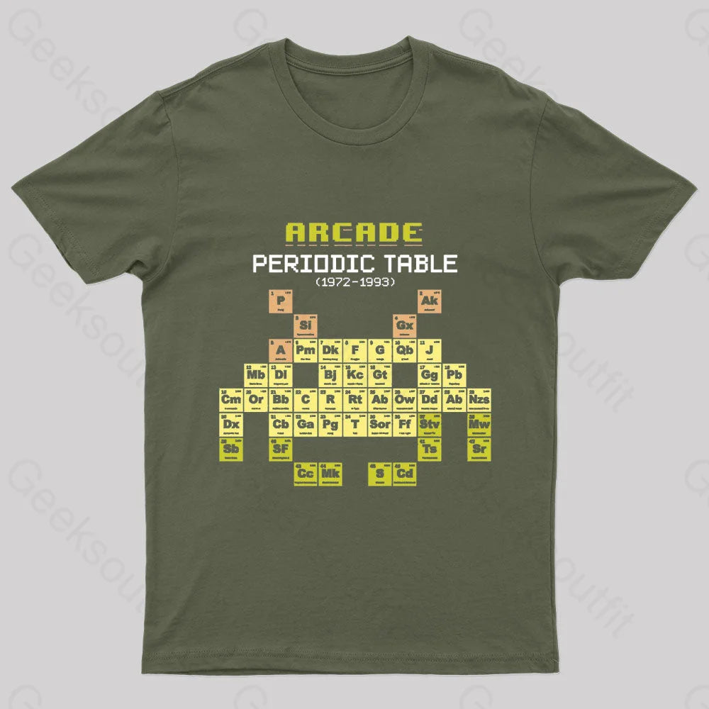 Arcade Periodic Table Nerd T-Shirt Army Green / S