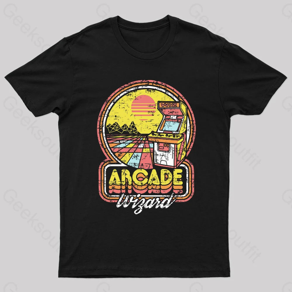 Arcade Wizard Geek T-Shirt Black / S